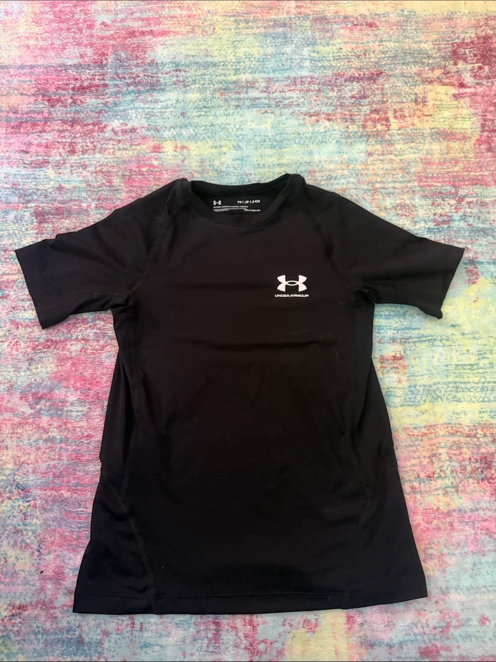 Under Armour Black Youth Short Sleeve Performance Tee with White Logo
